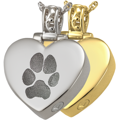 Pet Print Cremation Jewelry Heart Filigree Bail Pawprint Pendant -  - 3149PP