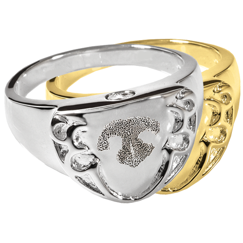 Pet Print Cremation Jewelry: Shield Ring Noseprint Pendant -  - NP-2022