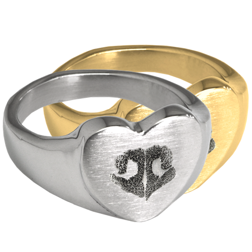 Pet Print Jewelry: Bold Heart Ring with actual Noseprint -  - 2042/B NP