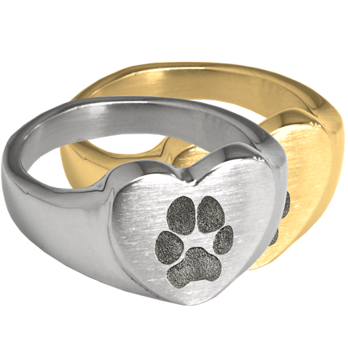 Pet Print Jewelry: Bold Heart Ring with actual Pawprint -  - 2042/B PP