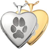 Pet Print Jewelry: Heart Double-Photo Locket- Pawprint