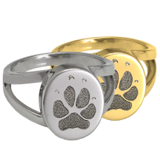 Pet Print Jewelry: Oval "V" Ring with actual Pawprint