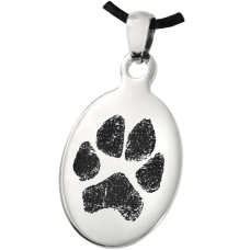 Pet Print Jewelry: Stainless Steel Oval Tag Paw Print