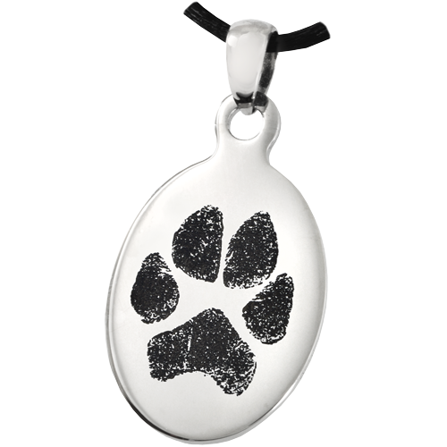 Pet Print Jewelry: Stainless Steel Oval Tag Paw Print -  - PP-4011