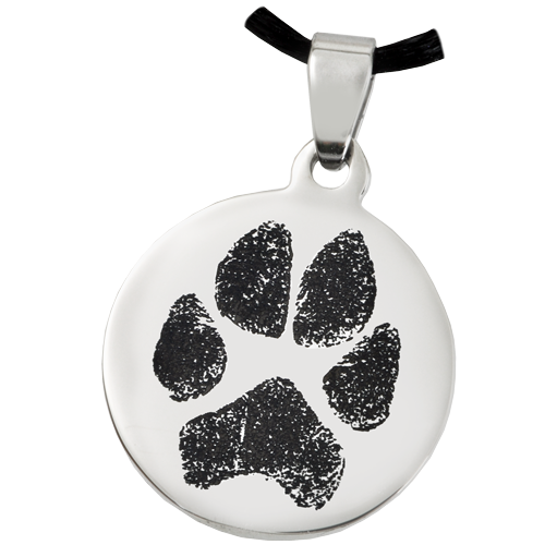 Pet Print Jewelry: Stainless Steel Round Tag Paw Print -  - PP-4013