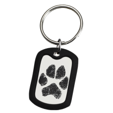 Pet Print Key Ring: Large Stainless Steel Dog Tag Paw Print