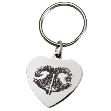 Pet Print Key Ring: Stainless Steel Heart Tag Noseprint