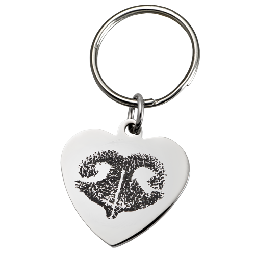 Pet Print Key Ring: Stainless Steel Heart Tag Noseprint -  - NP-SP0005