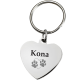 Pet Print Key Ring: Stainless Steel Heart Tag Paw Print -  - PP-SP0005