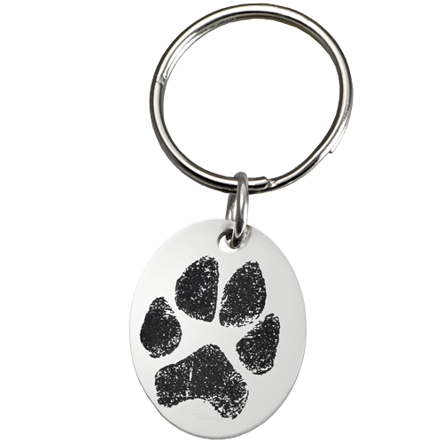 Pet Print Key Ring: Stainless Steel Oval Tag Paw Print -  - PP-SSP0006