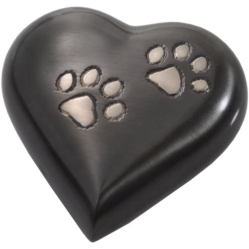 Pet Urn Keepake: Gun Metal Pawprint Heart -  - 8351g