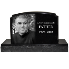 Photo Engraved Small Granite Headstone- Traditional Style 16x10.5
