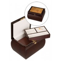 Mahogany Finish Burlwood Treasure Chest Urn