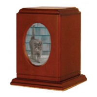 Tribute Cat/Dog Pet Photo Urn - Wood