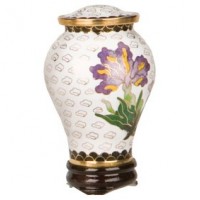 White Iris Cloisonne Keepsake Urn