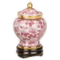 Pink Floral Cloisonne Keepsake Urn