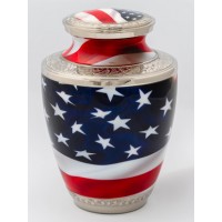 Stars & Stripes Brass Adult Cremation Urn for Holding Ashes