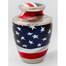 Stars & Stripes Brass Adult Cremation Urn for Holding Ashes