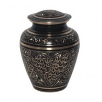 Etched Ebony Medium Sized Urn