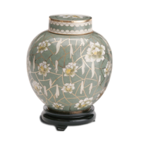 Pear Blossom Companion Cloisonne Urn for Holding Cremains