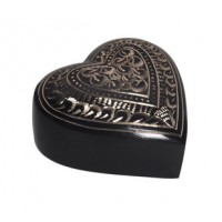 Etched Ebony Heart Keepsake Cremation Urn