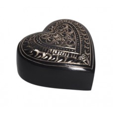Etched Ebony Heart Keepsake Cremation Urn