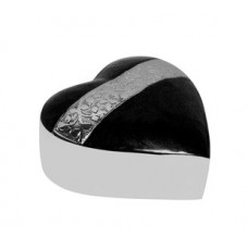 Mother of Pearl Black Silver Heart Keepsake Cremation Urn