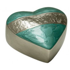Mother of Pearl Aqua Heart Keepsake Cremation Urn