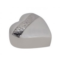 Mother of Pearl Silver Heart Keepsake Cremation Urn