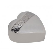 Mother of Pearl Silver Heart Keepsake Cremation Urn
