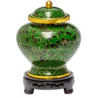 Forest Green Medium Cloisonne Urn for Holding Cremains