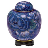 Azure Blue Medium Cloisonne Urn for Holding Cremains