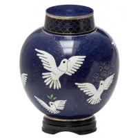 Dove Medium Cloisonne Urn for Holding Cremains