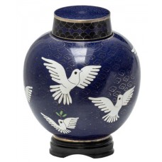 Dove Medium Cloisonne Urn for Holding Cremains