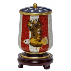 Flag & Eagle Medium Cloisonne Urn for Holding Cremains