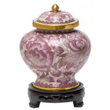 Pink Floral Medium Cloisonne Urn for Holding Cremains