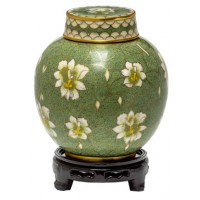 Pear Blossom Medium Cloisonne Urn for Holding Cremains