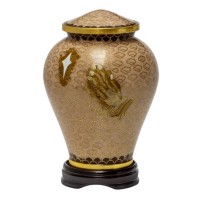 Praying Hands Medium Cloisonne Urn for Holding Cremains
