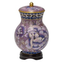 Purple Floral Medium Cloisonne Urn for Holding Cremains