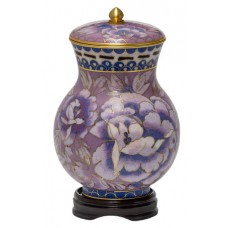 Purple Floral Medium Cloisonne Urn for Holding Cremains