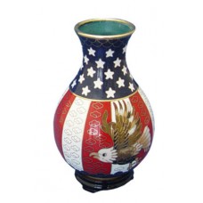 Flag & Eagle Cloisonne Urn for Holding Cremains Bud Vase