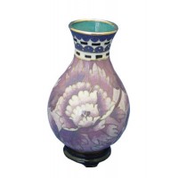 Purple Floral Cloisonne Urn for Holding Cremains Bud Vase