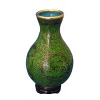 Forest Green Cloisonne Urn for Holding Cremains Bud Vase