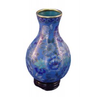 Azure Blue Cloisonne Urn for Holding Cremains Bud Vase