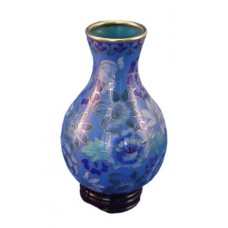 Azure Blue Cloisonne Urn for Holding Cremains Bud Vase