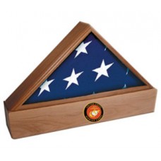 Walnut Finish Flag Case & Urn Base for Holding Ashes