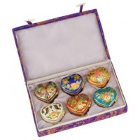 Assorted 6 Pieces Cloisonne Urn for Holding Cremains - Heart Capsules