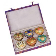 Assorted 6 Pieces Cloisonne Urn for Holding Cremains - Heart Capsules