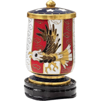Flag & Eagle Miniature Cloisonne Urn for Holding Cremains