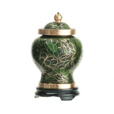 Forest Green Miniature Cloisonne Urn for Holding Cremains